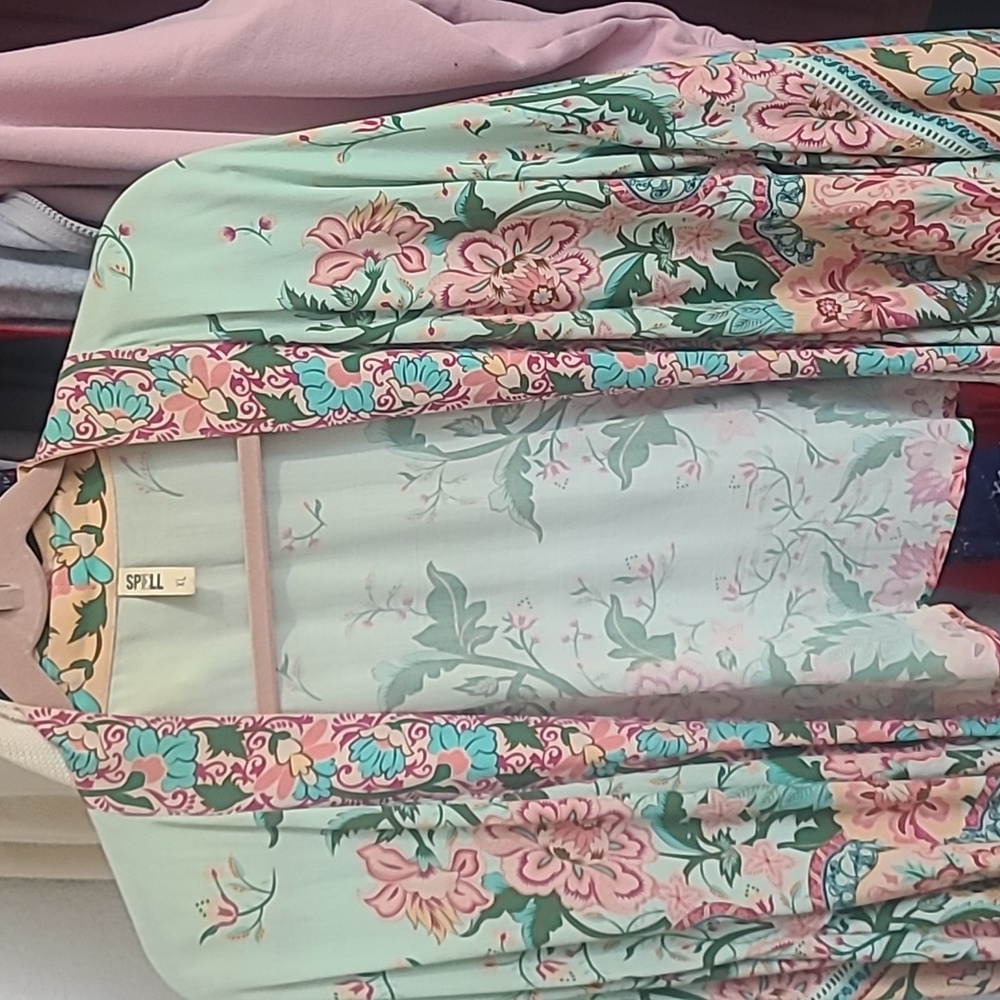Spell Mint Green Floral Kimono Top